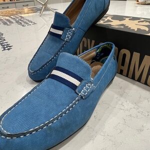Stacy Adams Blue Canvas Loafers w/ Stripe Accent – Men’s 12M
